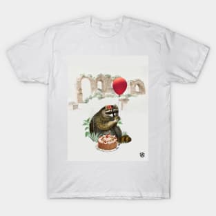 Birthday Raccoon |  Vintage collage T-Shirt